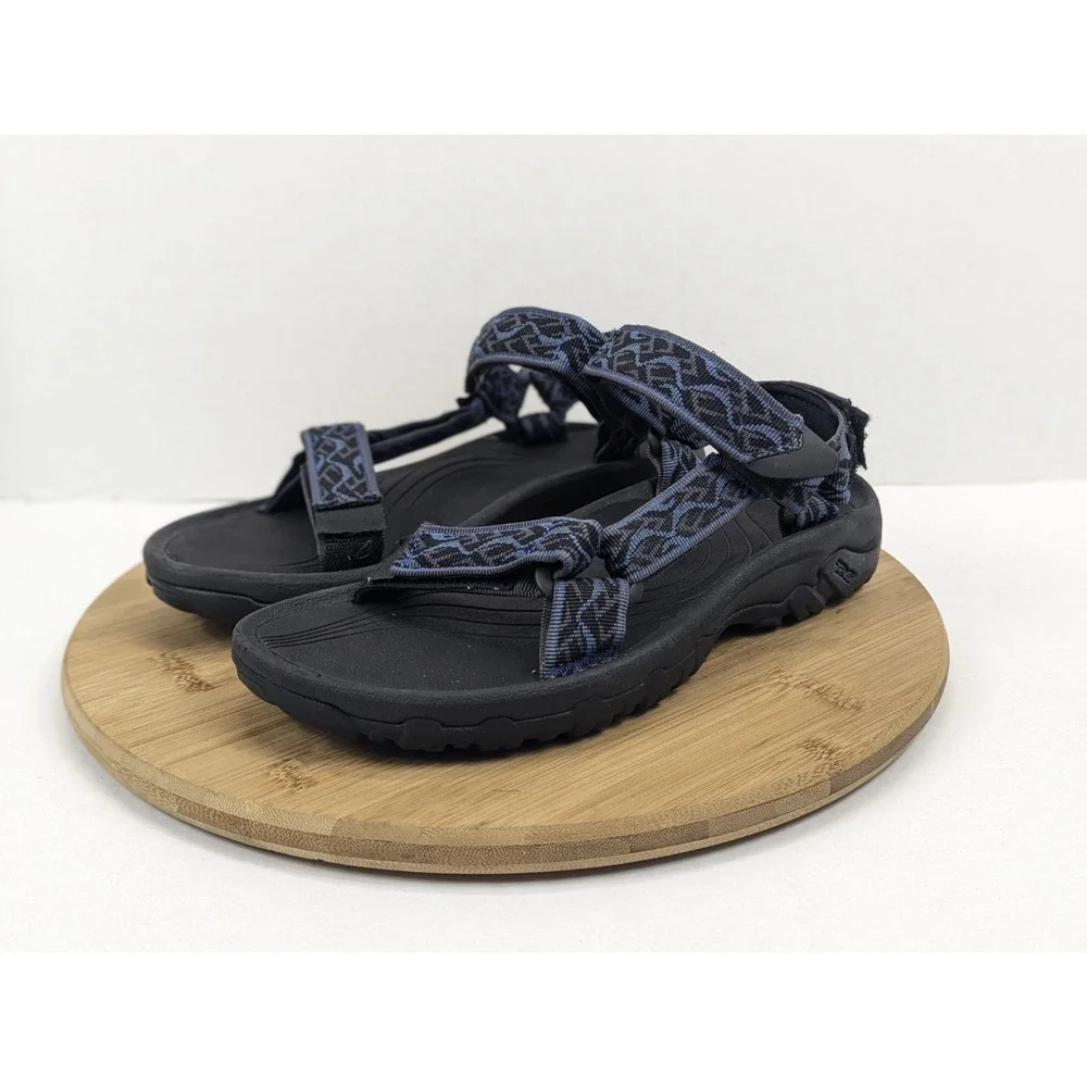 Teva Sport Sandals Mens 7 Black Blue Aztec Hurricane 4 Strappy Outdoor Hike